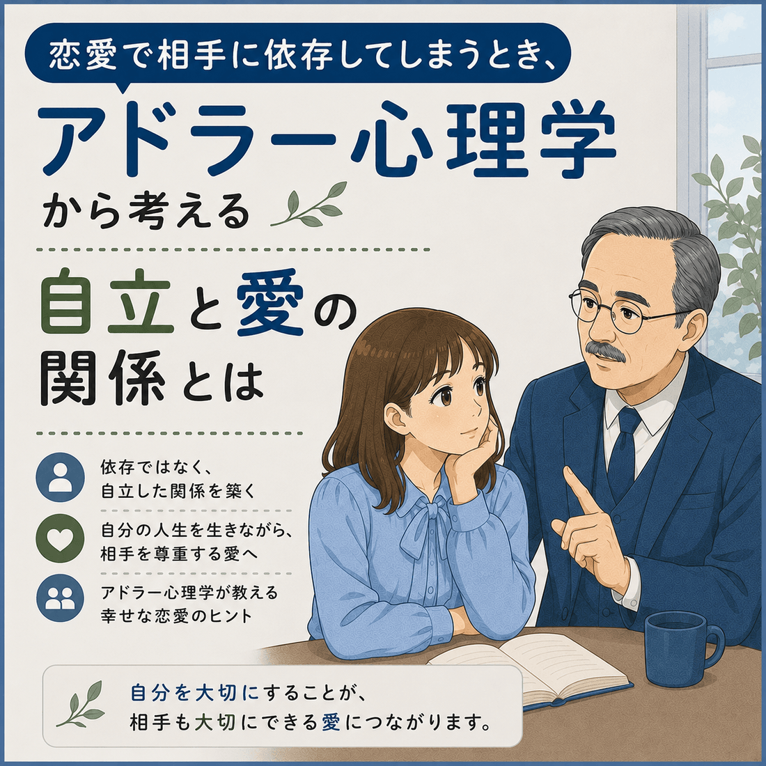 恋愛で相手に依存してしまうとき、アドラー心理学から考える｜自立と愛の関係とは