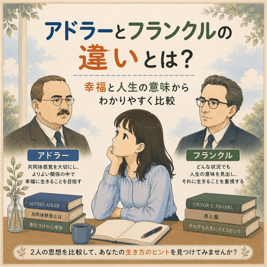 アドラーとフランクルの違いとは？幸福と人生の意味からわかりやすく比較